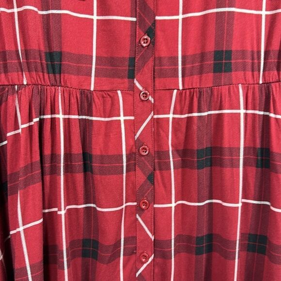 Torrid Red Plaid Button Front Shirt Dress Size 2X Casual Grunge Cozy Plus - Picture 10 of 15